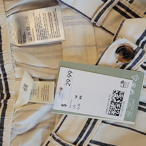 NWT H&M Wide Leg Linen Blend Trousers - Picture 8 of 9